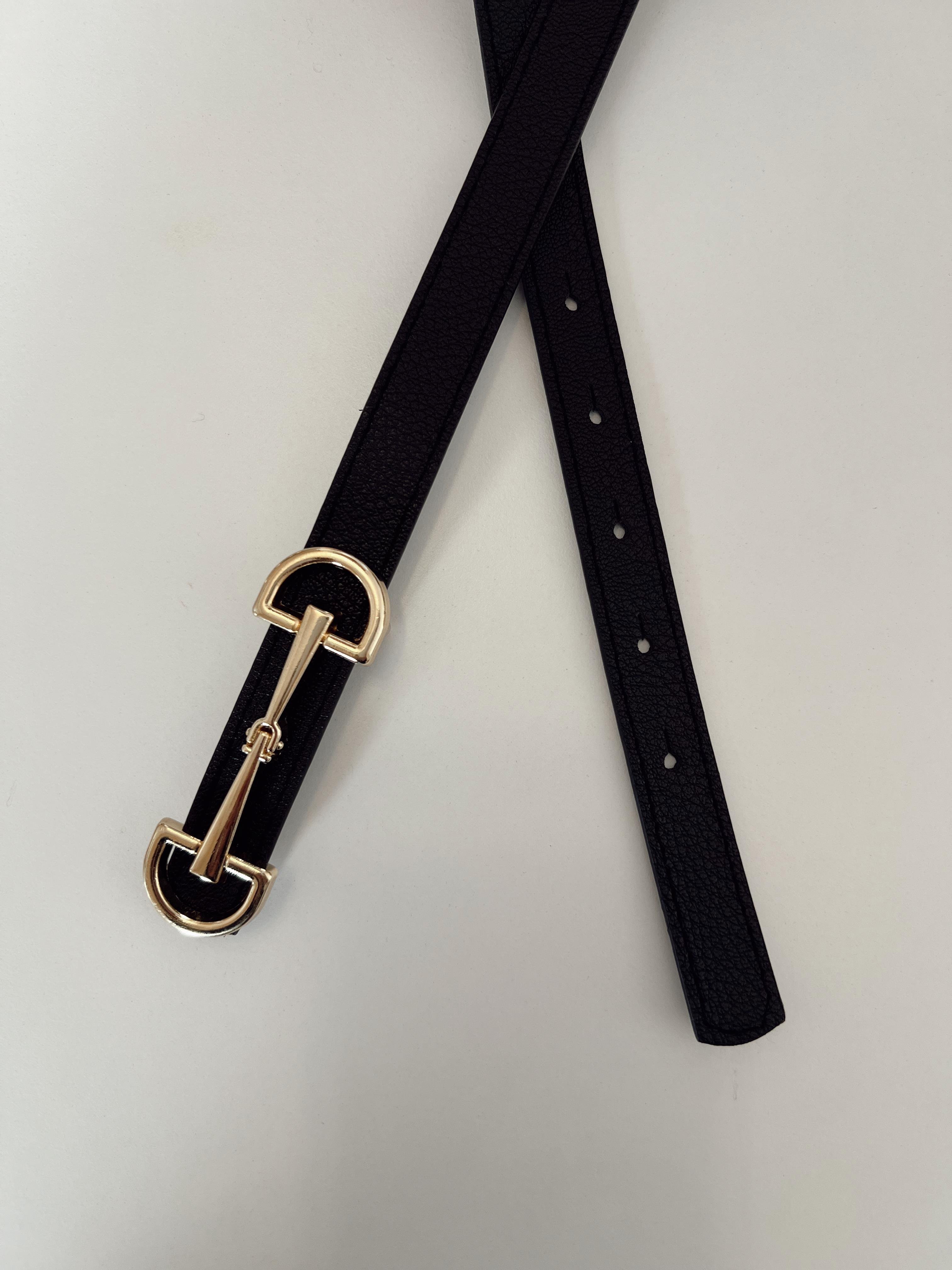 Nişantaşı Butik İNCE GOLD TOKA KEMER SİYAH