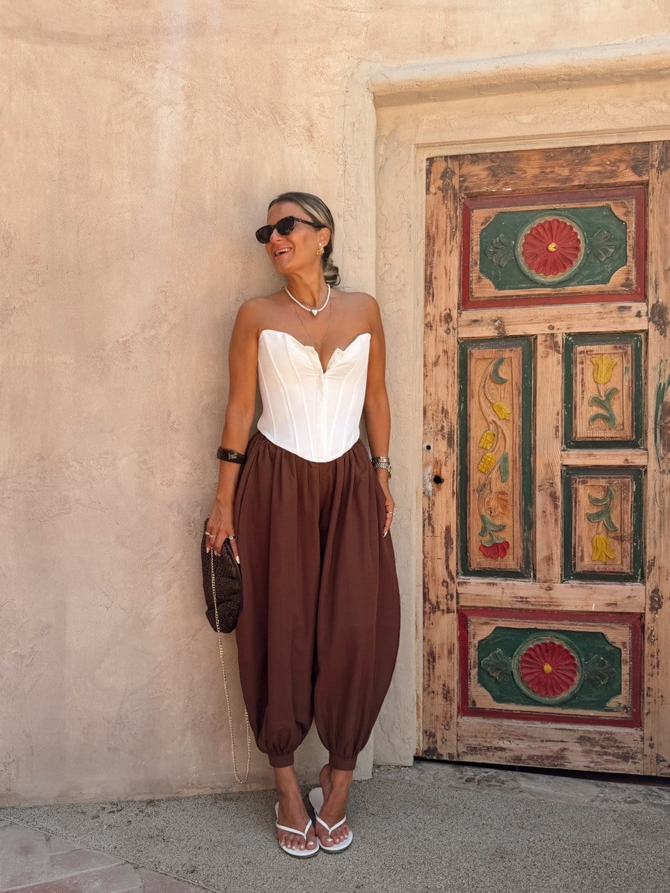 Nişantaşı Butik JOGGER POPLİN ŞALVAR PANTOLON KAHVERENGİ