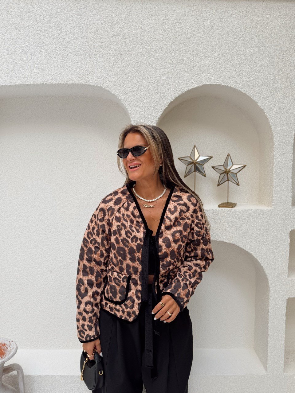 Nişantaşı Butik KADİFE BİYELİ LEOPAR KAPİTONELİ CEKET