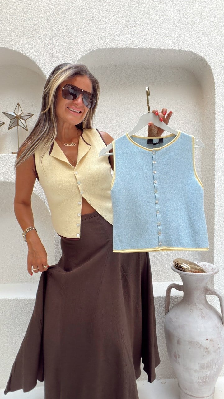 Nişantaşı Butik KAHVE BİYELİ SARI TRİKO SEDEF DÜĞME  BASİC