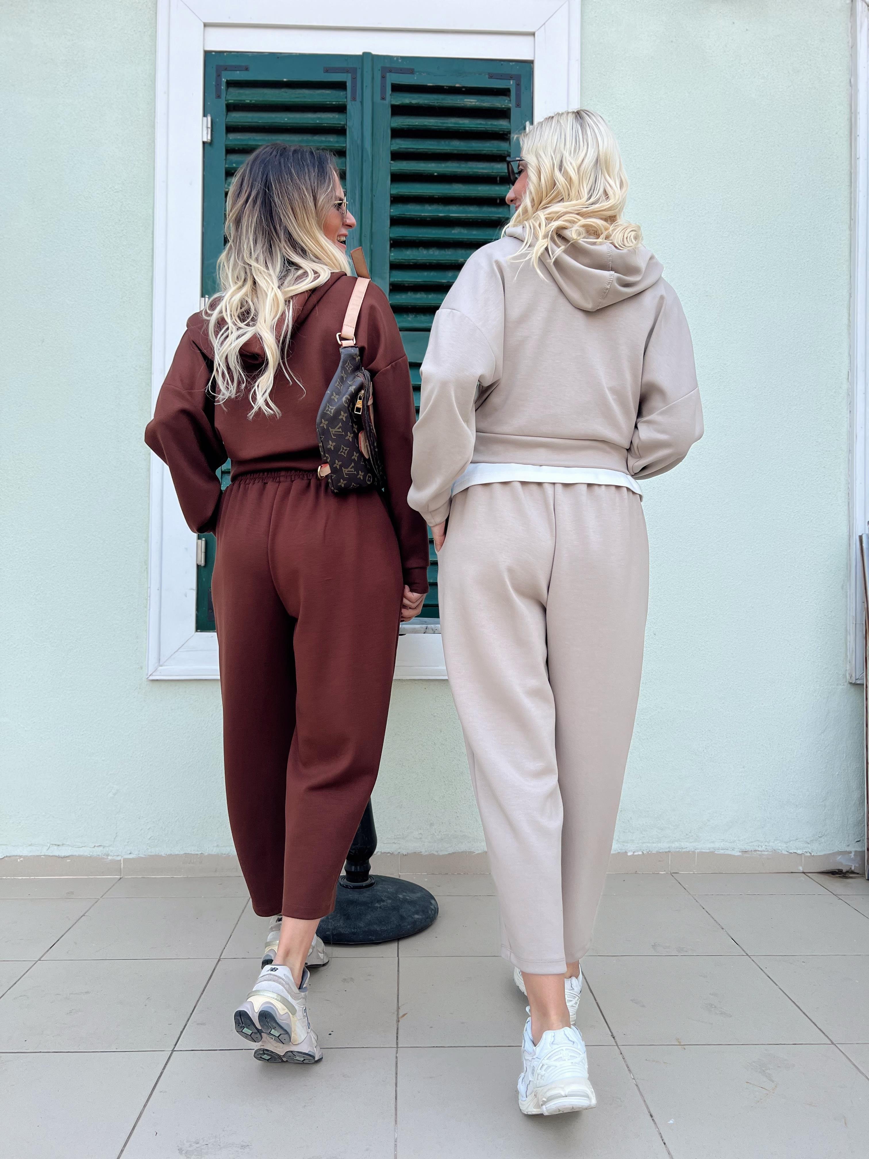 Nişantaşı Butik KAPÜŞONLU SWEAT PANTOLON TAKIM VİZON