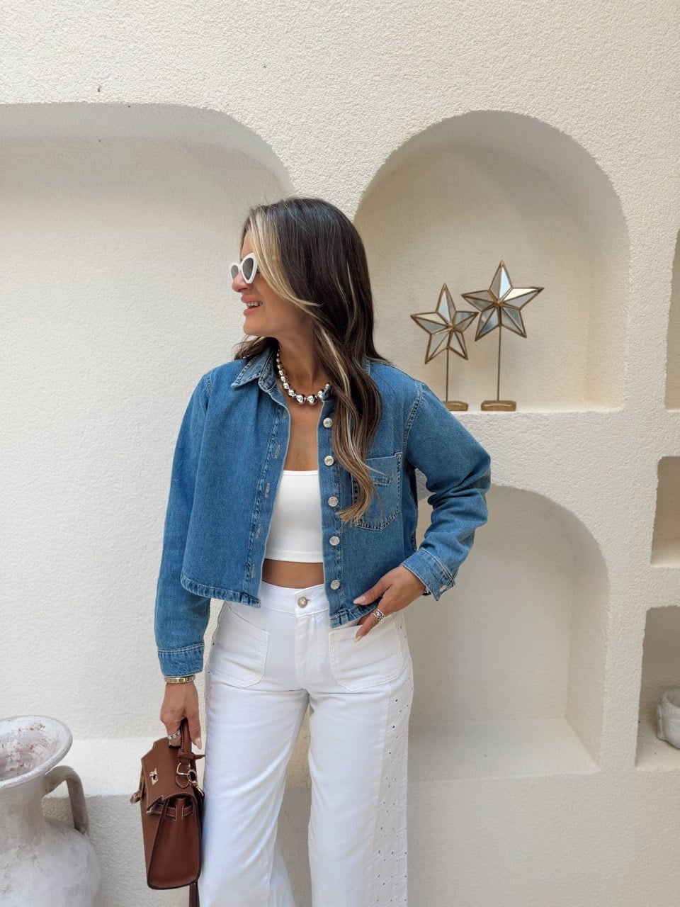 Nişantaşı Butik KARE MODEL YIKAMALI DENİM GÖMLEK
