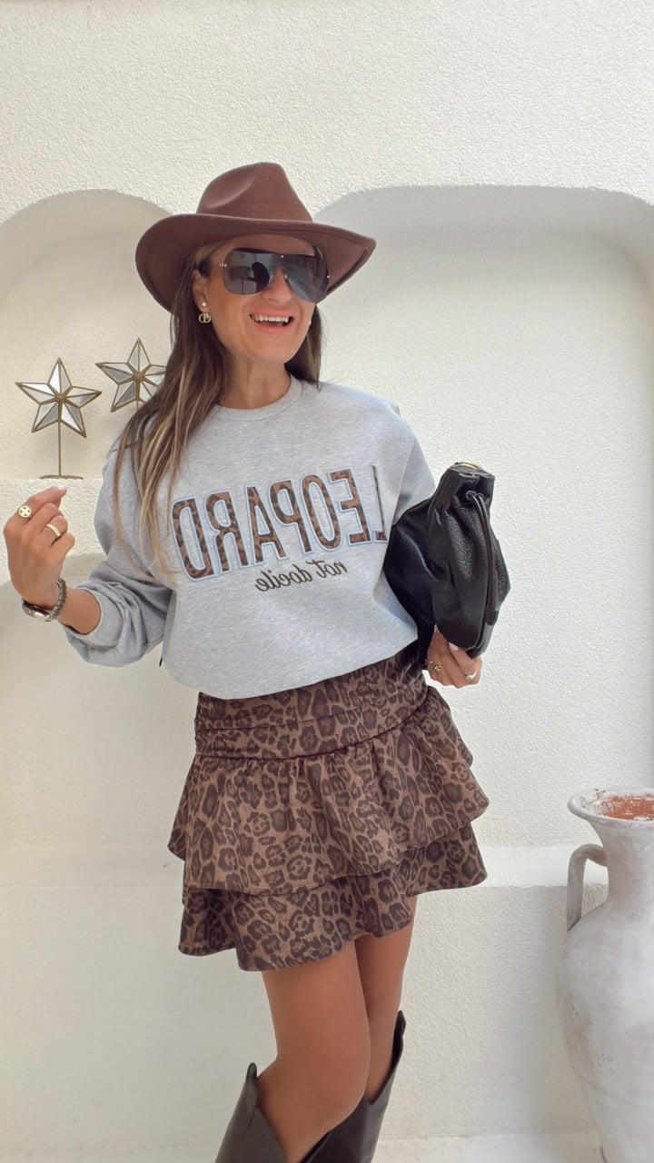 Nişantaşı Butik KATKAT NUBUK LEOPAR ETEKLİ SWEAT ELBİSE