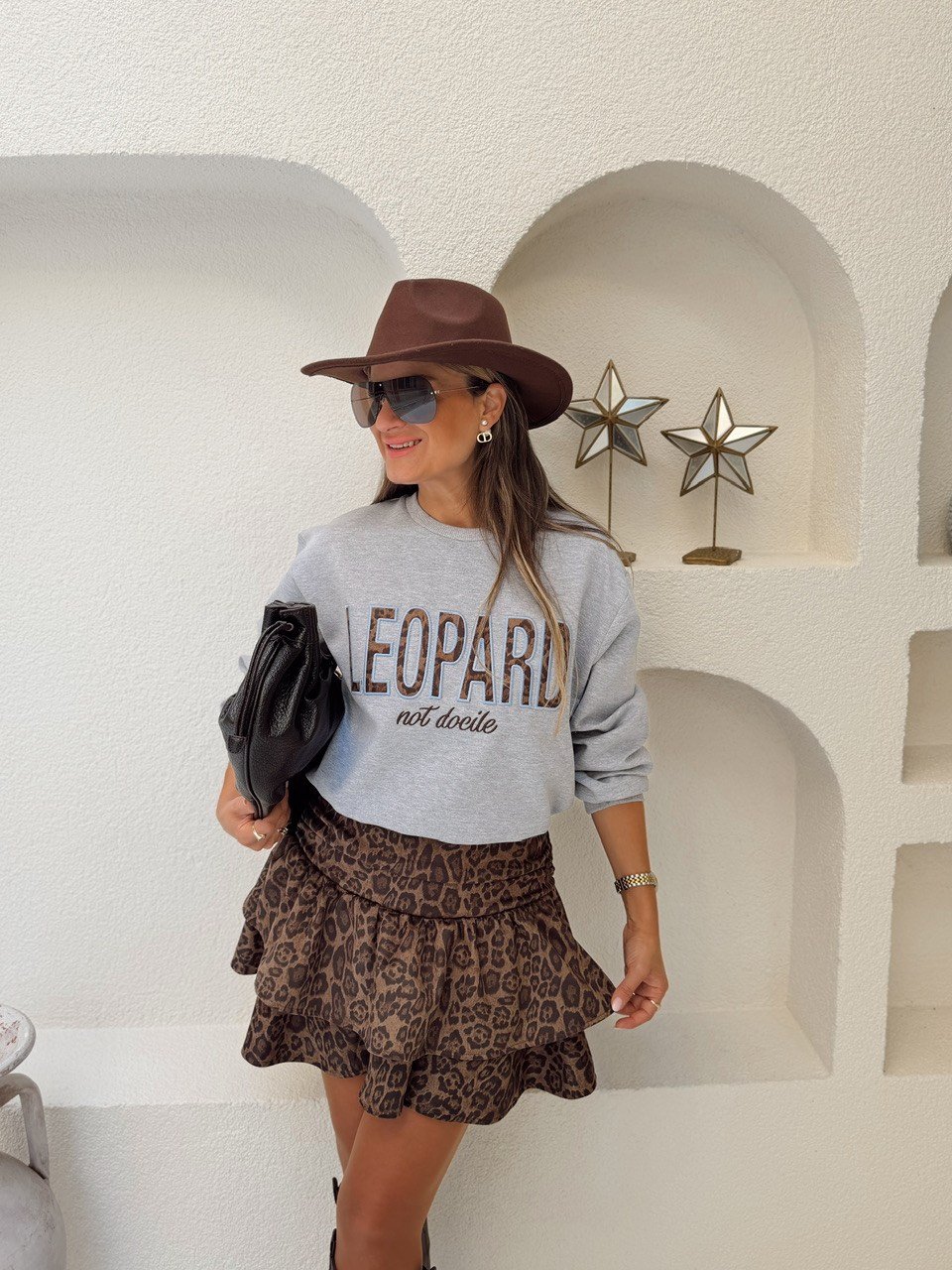 Nişantaşı Butik KATKAT NUBUK LEOPAR ETEKLİ SWEAT ELBİSE