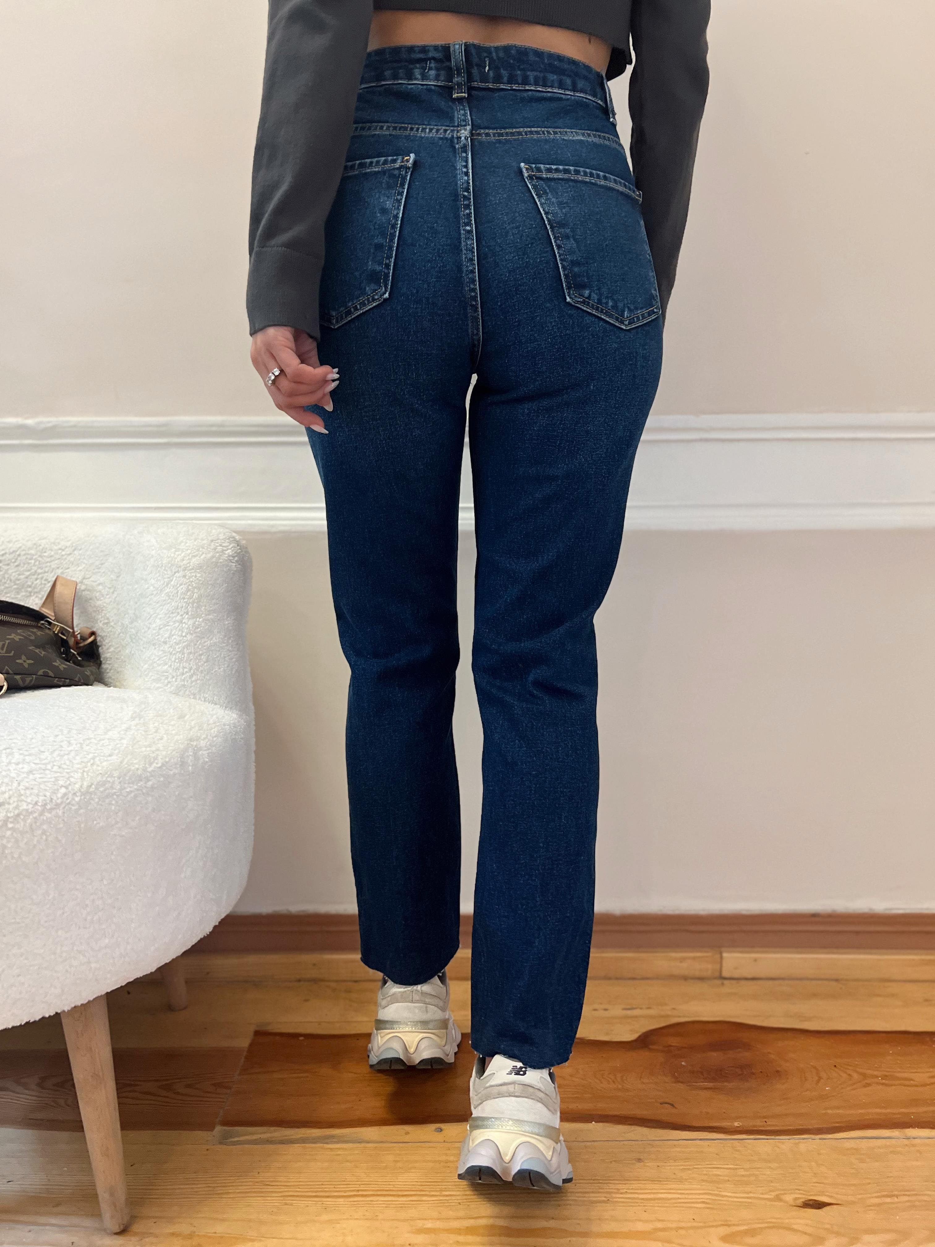 Nişantaşı Butik KESİK PAÇA KLASİK MAVİ BOYFİT