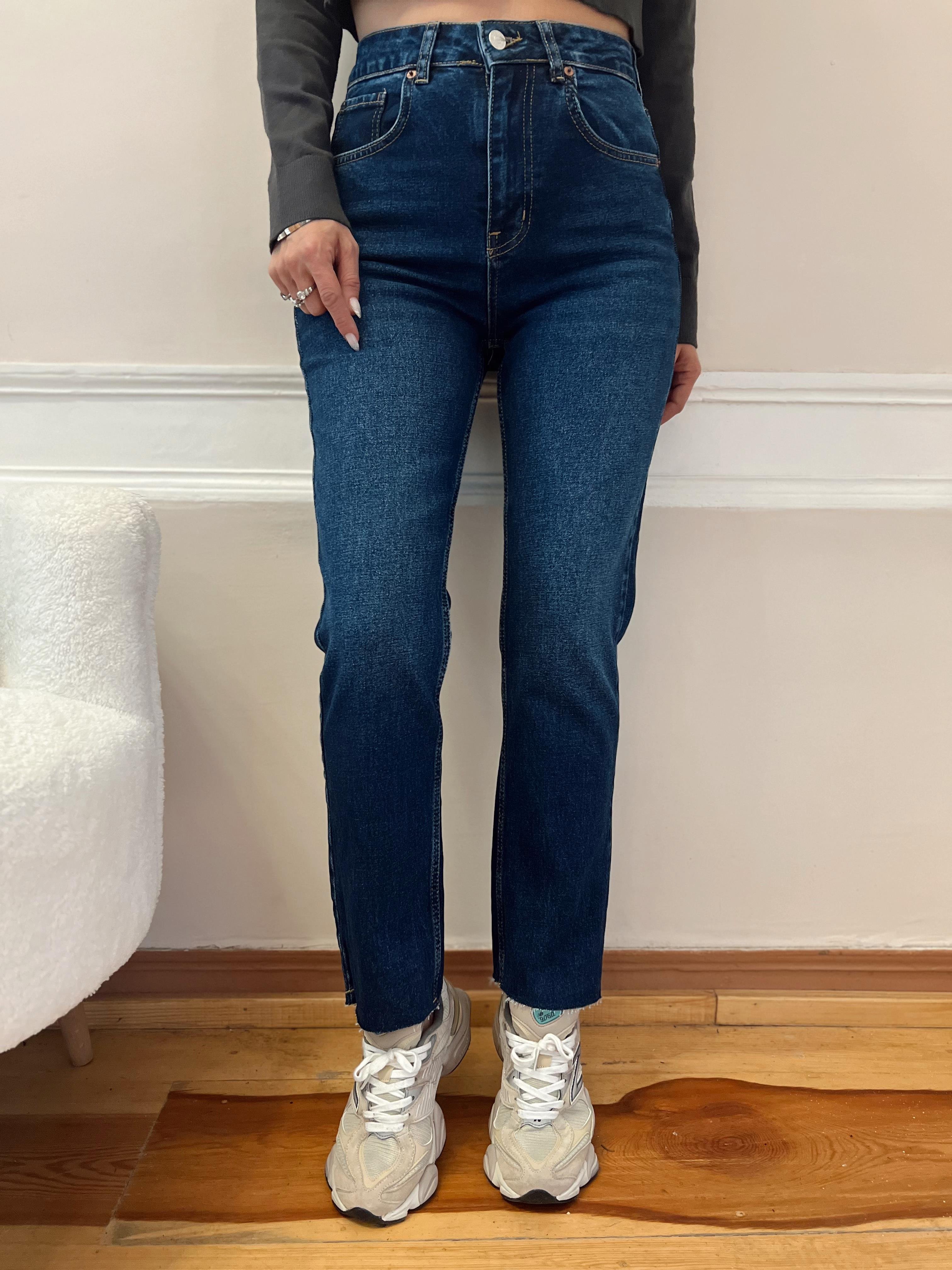 Nişantaşı Butik KESİK PAÇA KLASİK MAVİ BOYFİT
