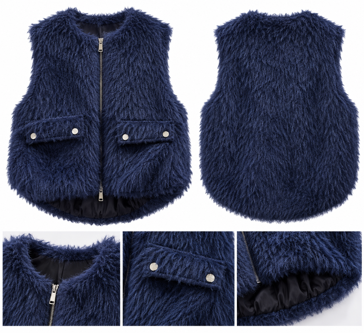 Nişantaşı Butik KIRÇIL KAŞE ASTARLI BOMBER YELEK LACİVERT