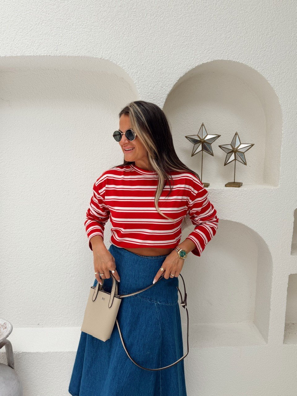 Nişantaşı Butik KIRMIZI ÇİZGİLİ PAMUK BASİC