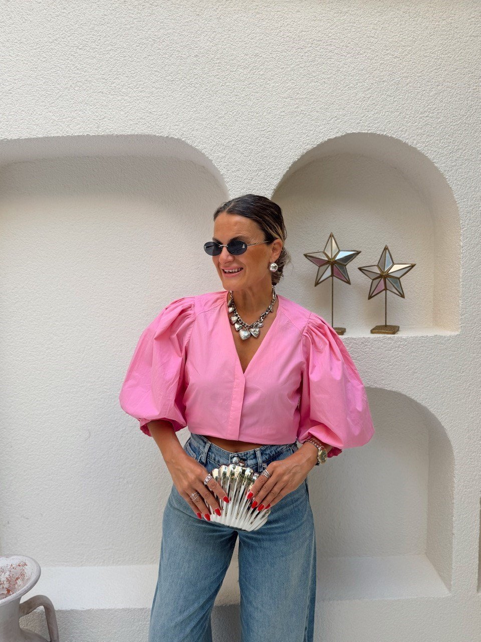 Nişantaşı Butik KOL DETAY PEMBE BLUZ