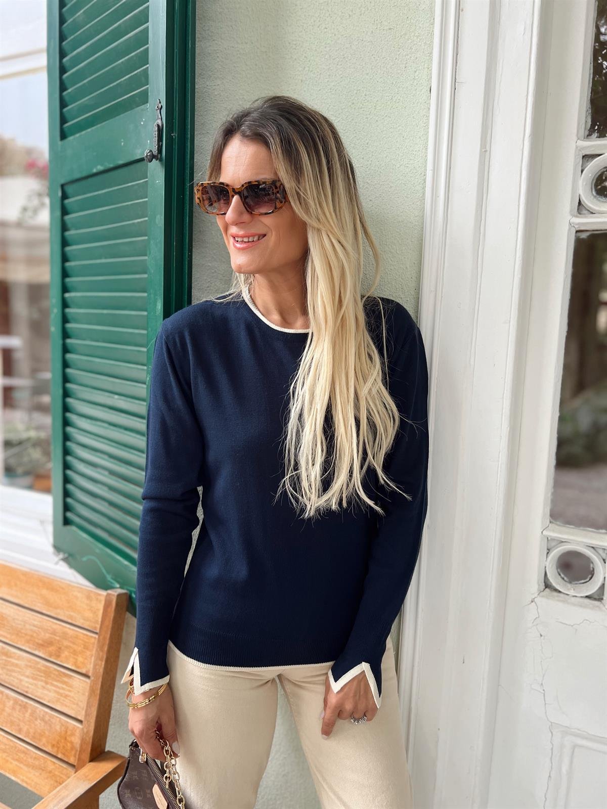Nişantaşı Butik KOL YIRTMAC MEVSİMLİK TRİKO LACİVERT