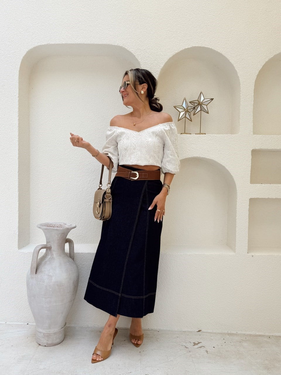 Nişantaşı Butik KONTRAST DİKİŞ KEMERLİ ETEK 