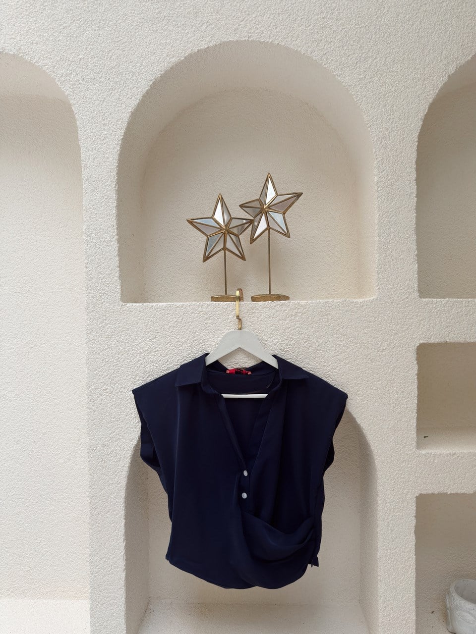 Nişantaşı Butik KRUVAZE DETAY GÖMLEK BLUZ LACİVERT