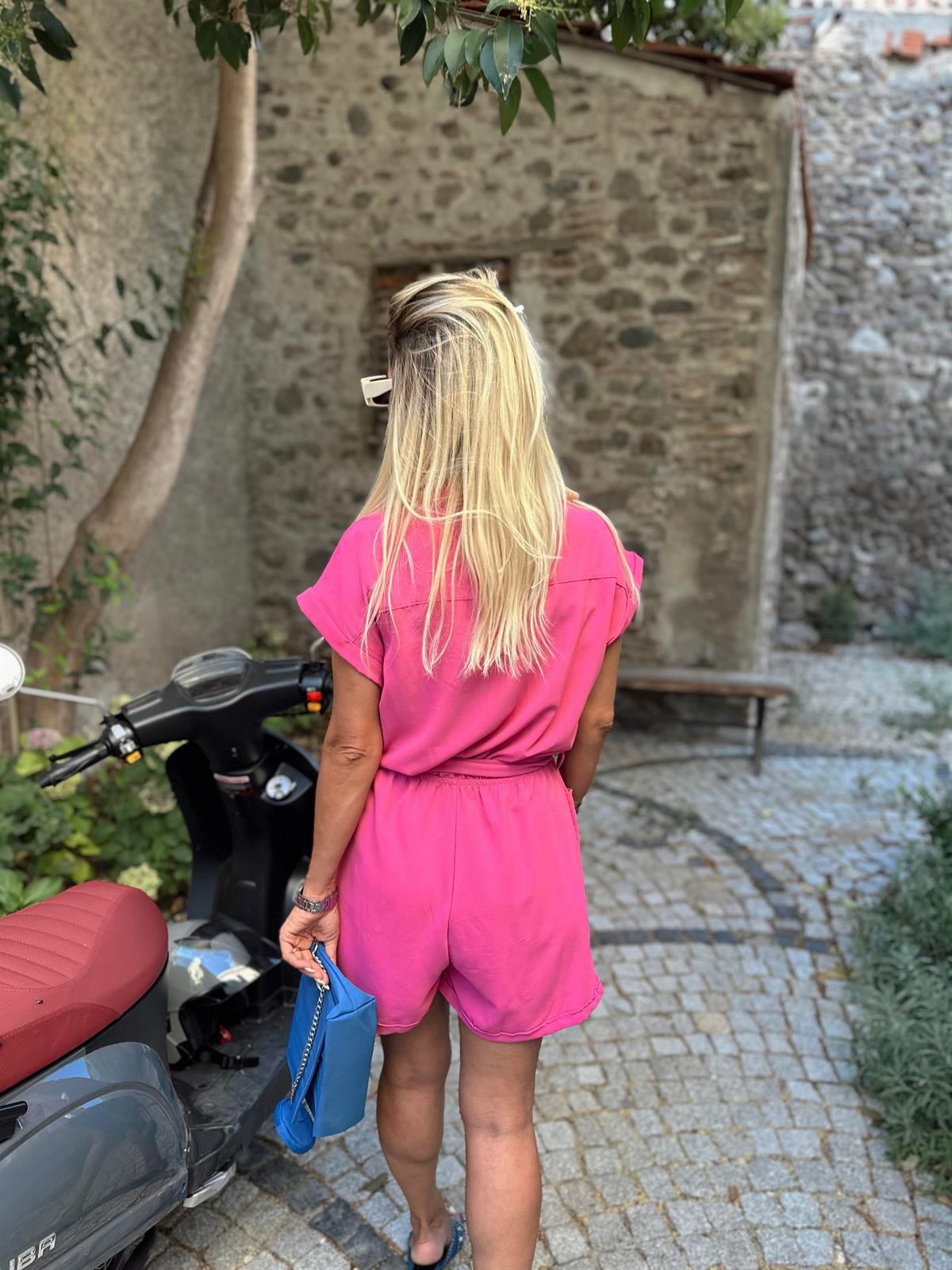 Nişantaşı Butik KUŞAK DETAY PEMBE TULUM