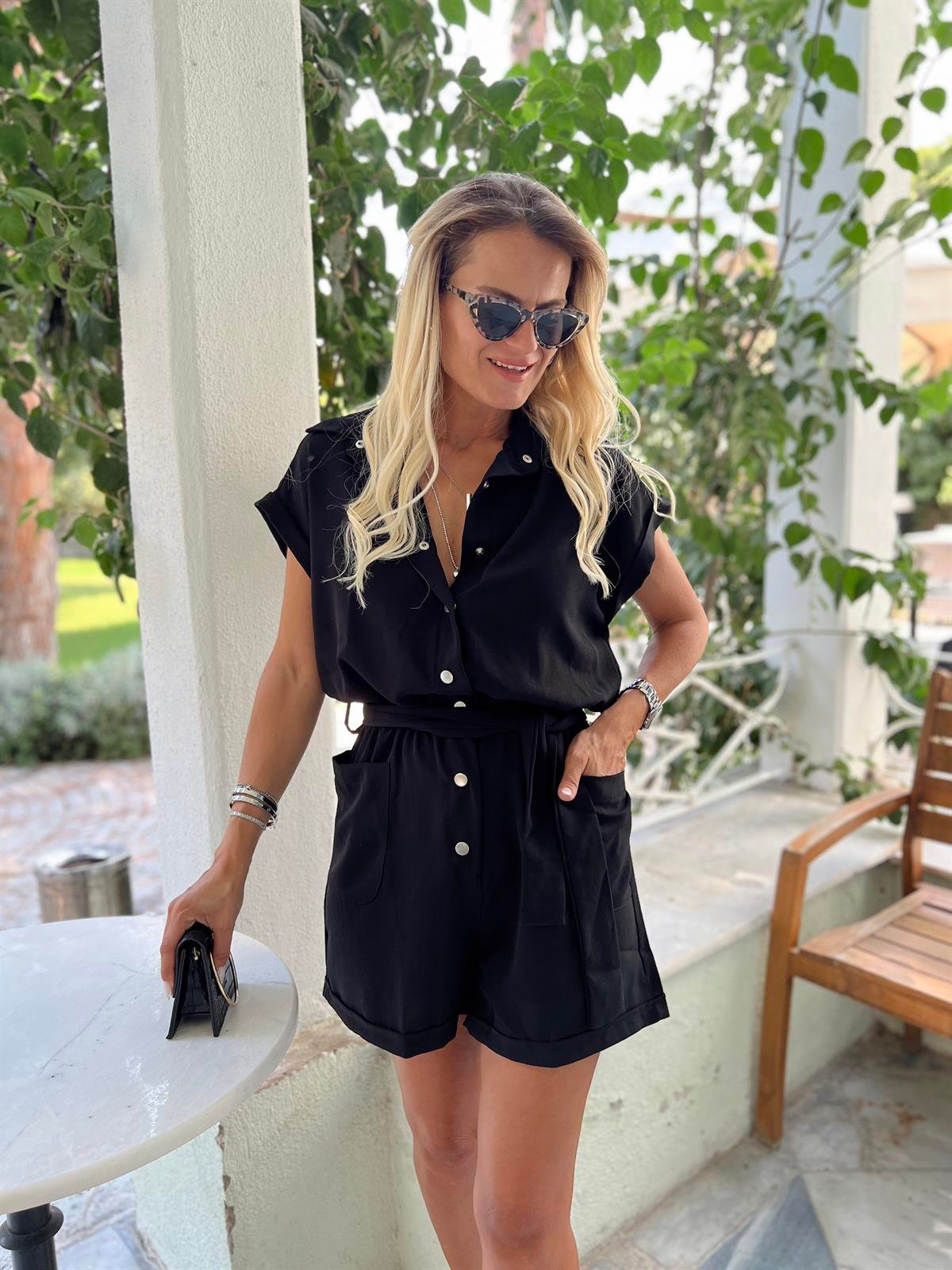 Nişantaşı Butik KUŞAK DETAY SİYAH TULUM