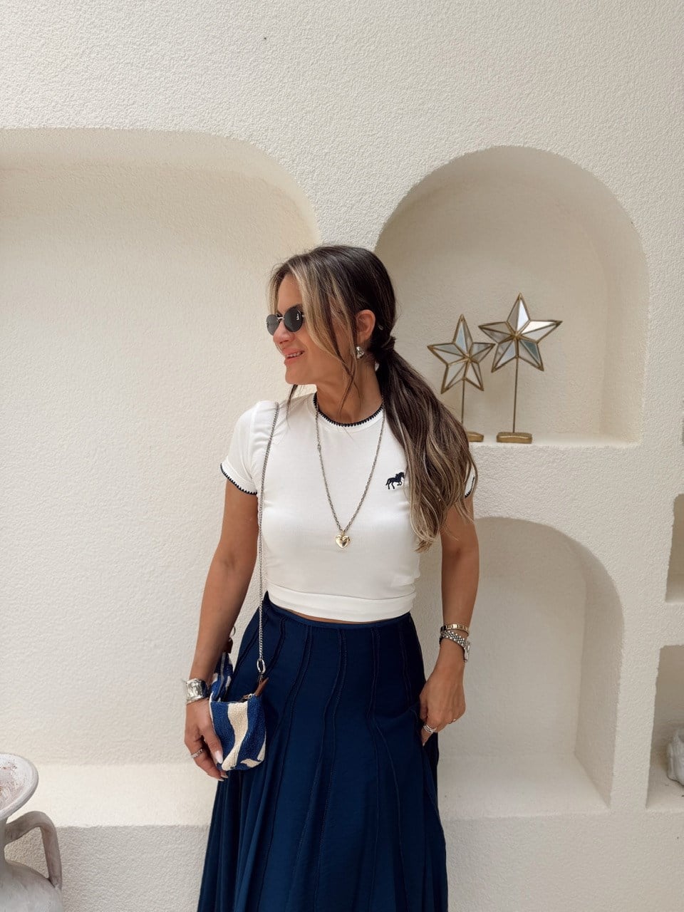 Nişantaşı Butik LACİ BİYE VE NAKISLI BASİC BEYAZ