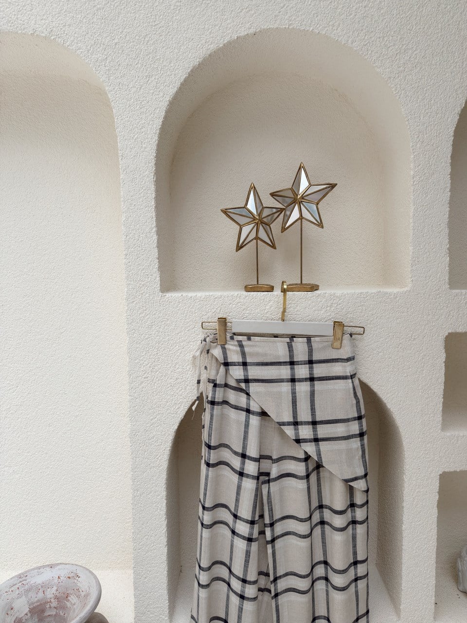 Nişantaşı Butik LACİVERT EKOSE PARÇALI NATURAL PANTOLON
