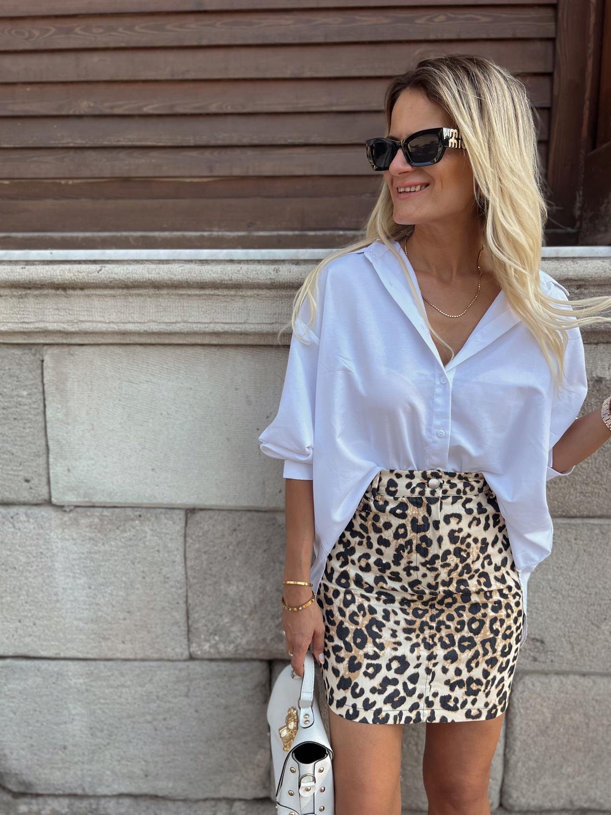 Nişantaşı Butik LEOPAR DESEN GABARDİN ETEK