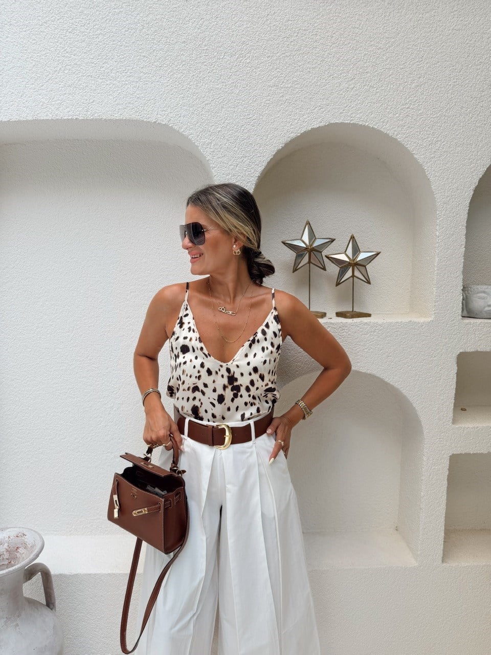 Nişantaşı Butik LEOPAR DESEN SATEN BLUZ