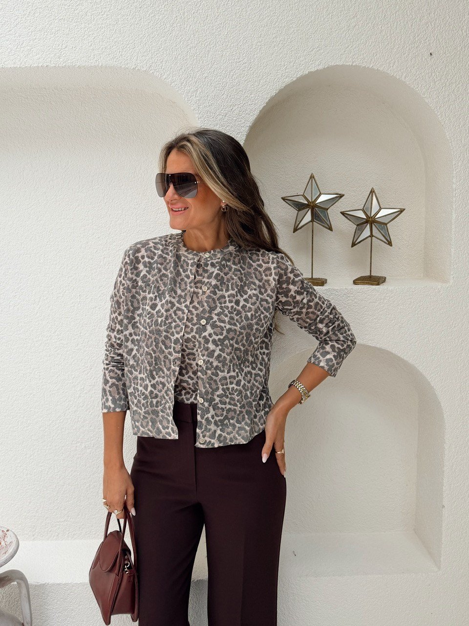 Nişantaşı Butik LEOPAR DESEN ZAR TRİKO HIRKA