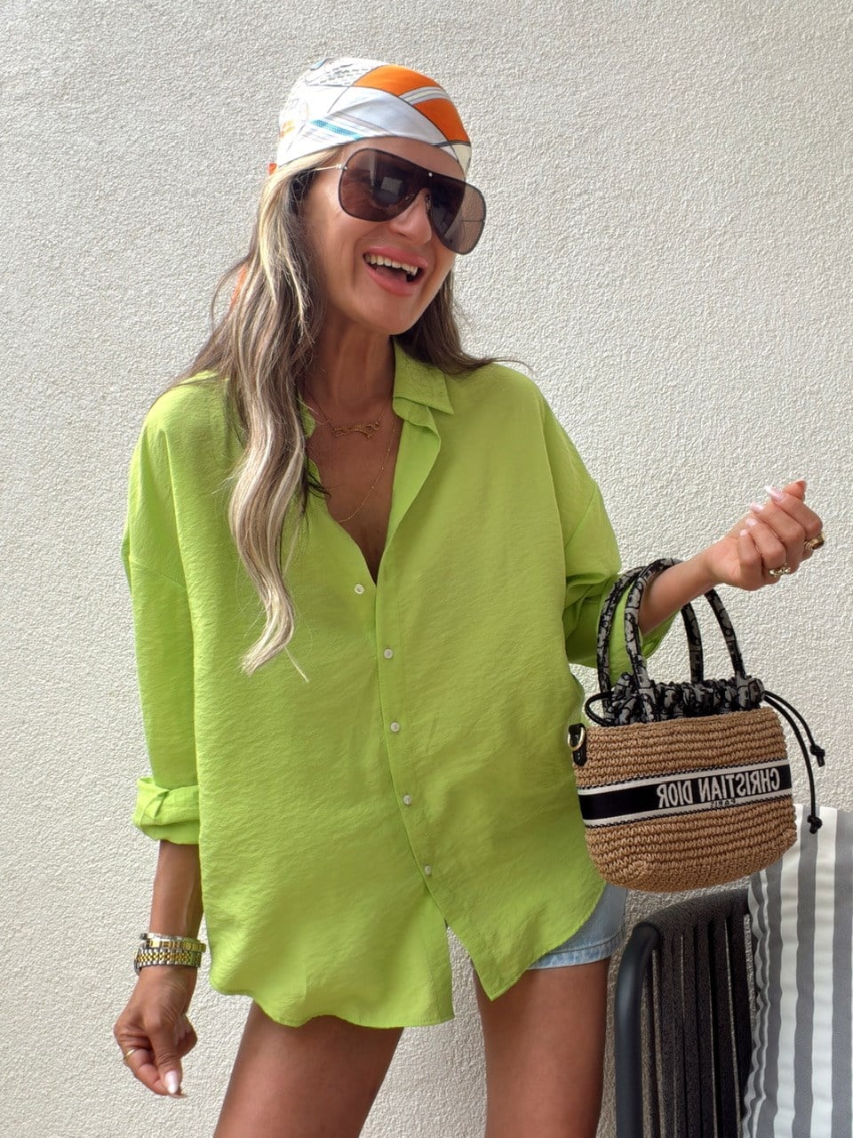 Nişantaşı Butik LİME YEŞİL TİRİL GÖMLEK