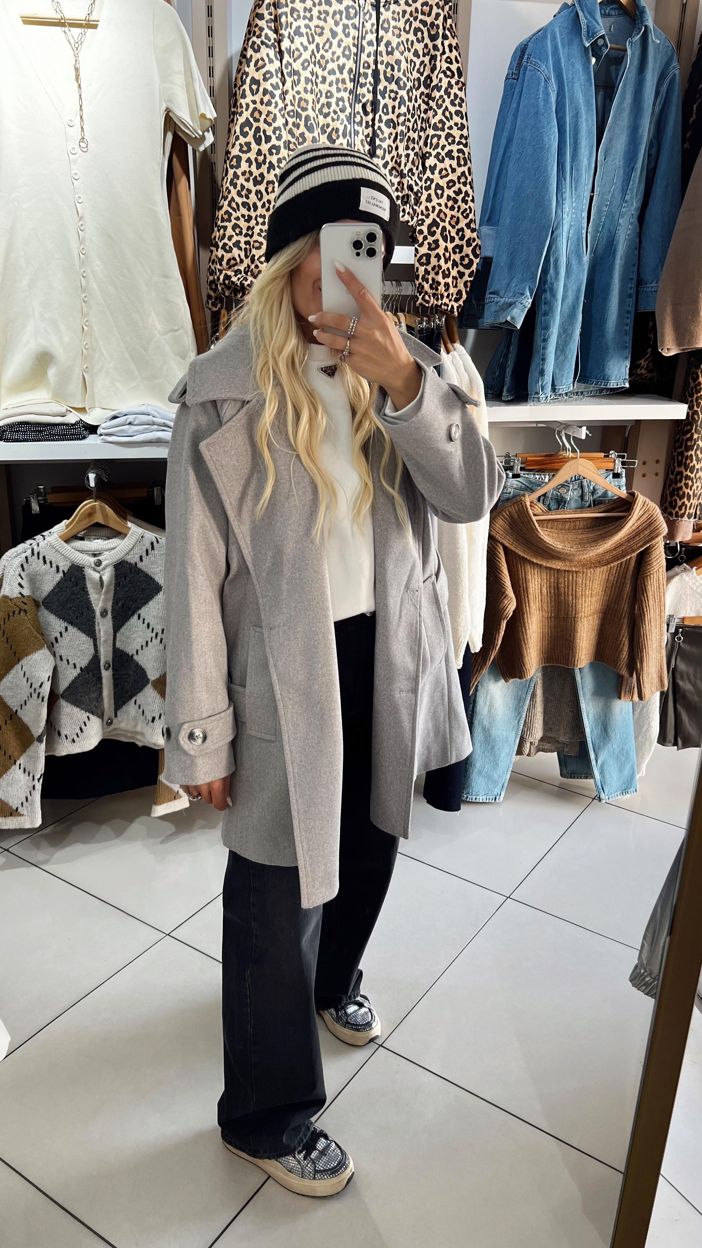 Nişantaşı Butik MANŞET DETAY KAŞE KABAN GRİ