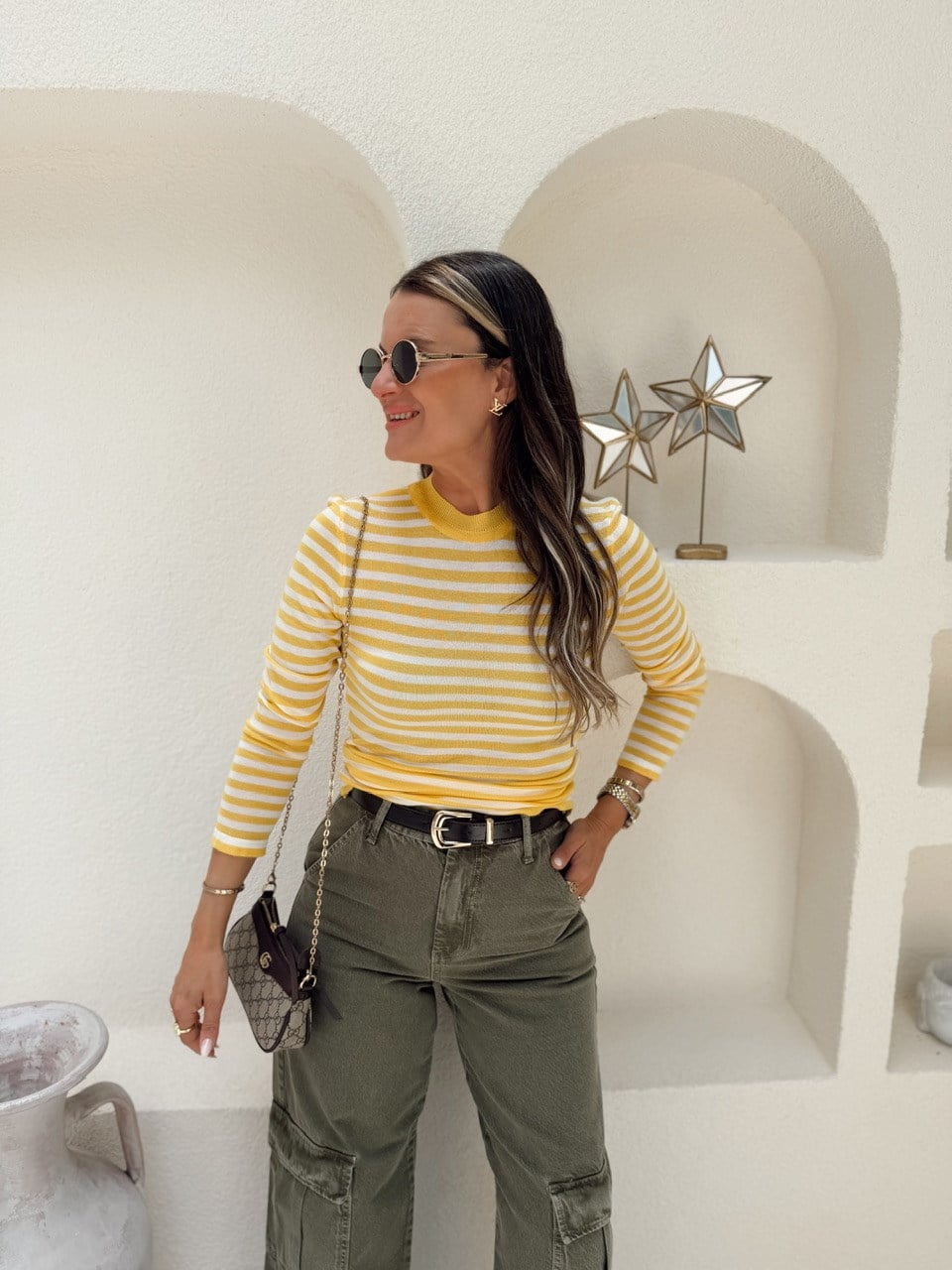 Nişantaşı Butik MEVSİMLİK SARI ÇİZGİLİ İPEK TRİKO