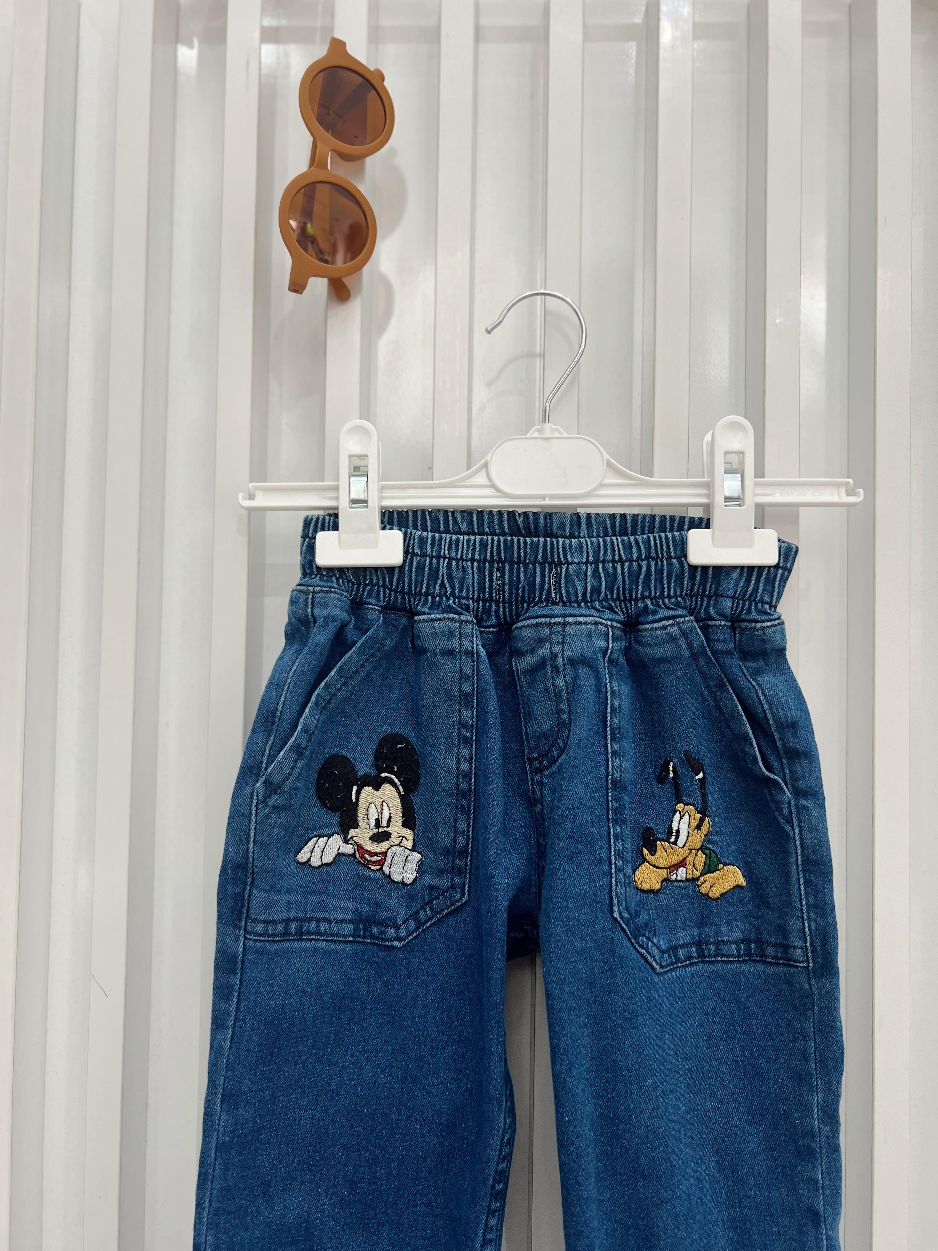 Nişantaşı Kids MİCKEY-GOOFY NAKIŞ İŞLEMELİ KOT PANTOLON