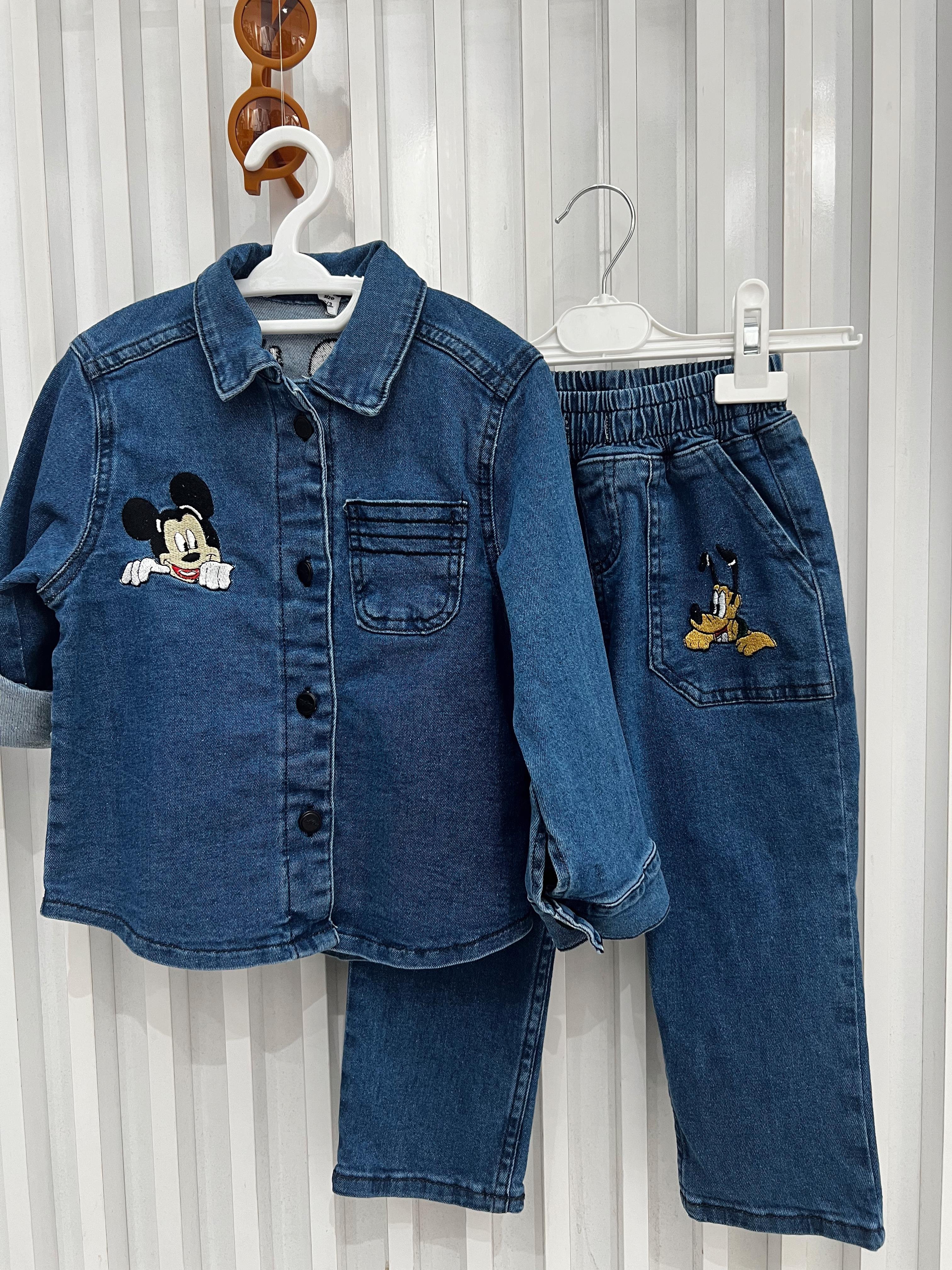 Nişantaşı Kids MİCKEY-GOOFY NAKIŞ İŞLEMELİ KOT PANTOLON