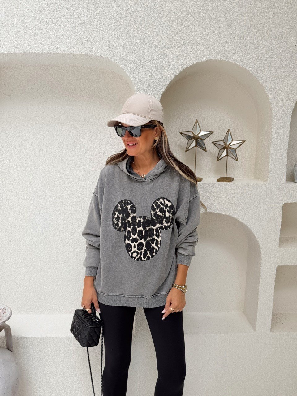 Nişantaşı Butik MİCKEY YIKAMALI BASKI KAPSONLU SWEATSHİRT