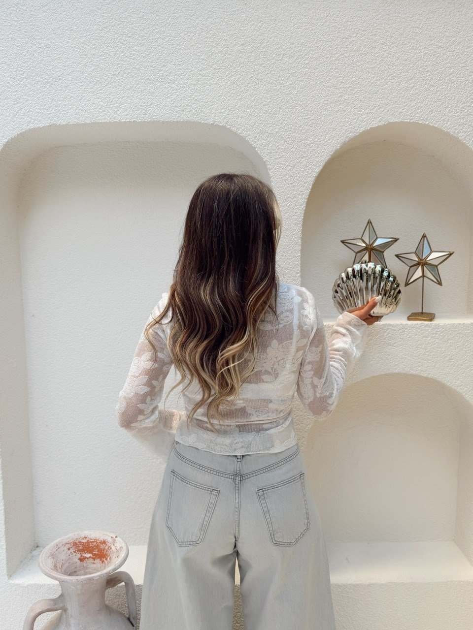 Nişantaşı Butik MOTİF NAKISLI MERSERİZE BLUZ