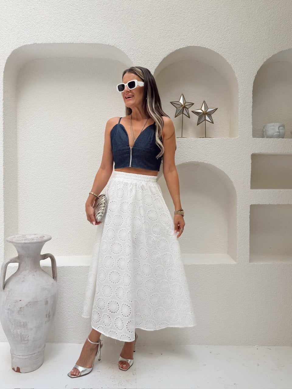 Nişantaşı Butik NAKIŞ DETAY ASTARLI FİSTO ETEK