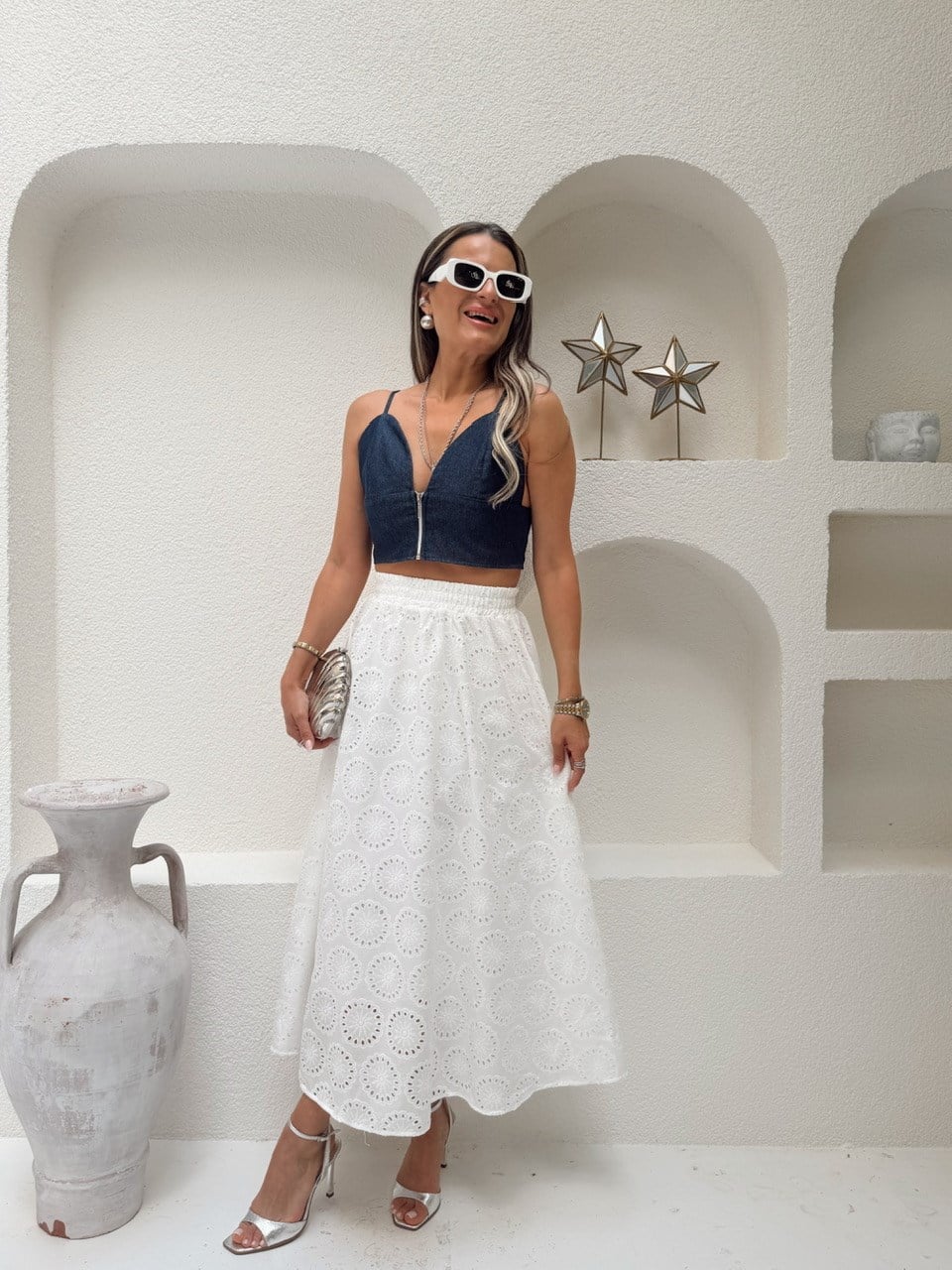 Nişantaşı Butik NAKIŞ DETAY ASTARLI FİSTO ETEK
