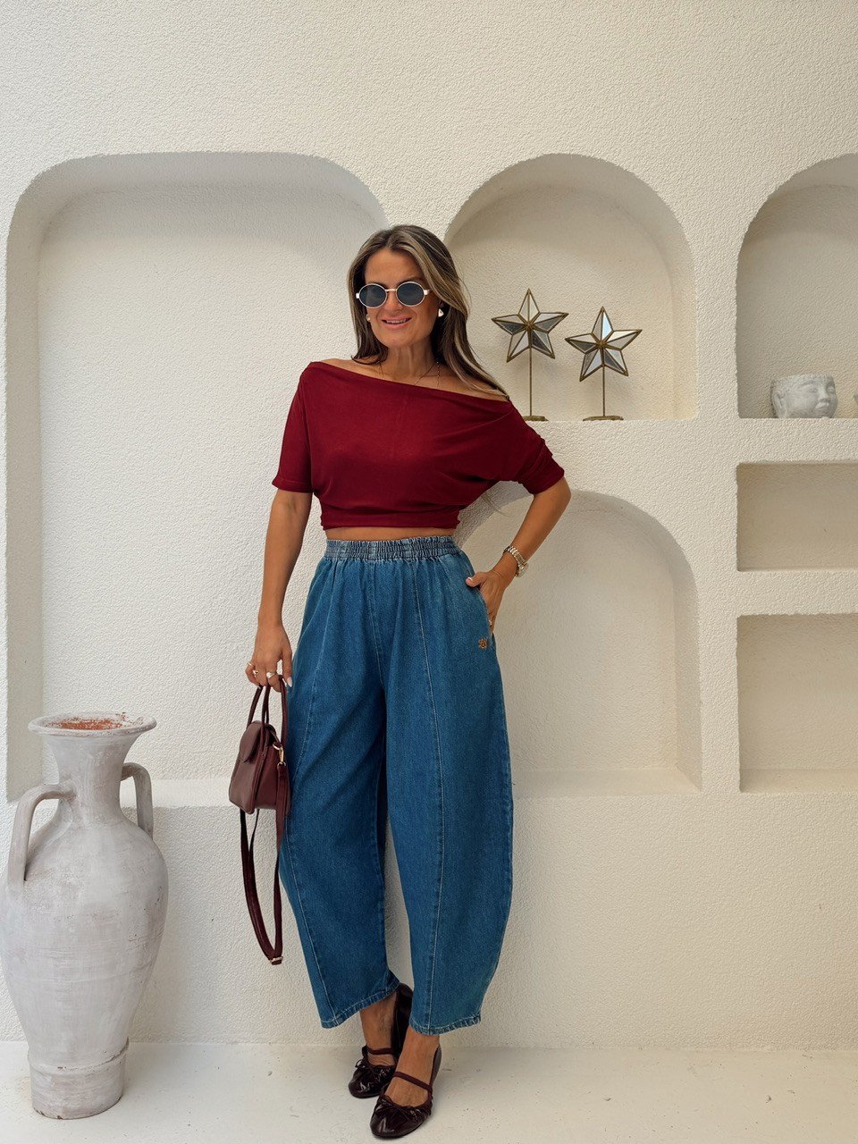 Nişantaşı Butik NAKIS DETAY MAVİ BALON JEAN