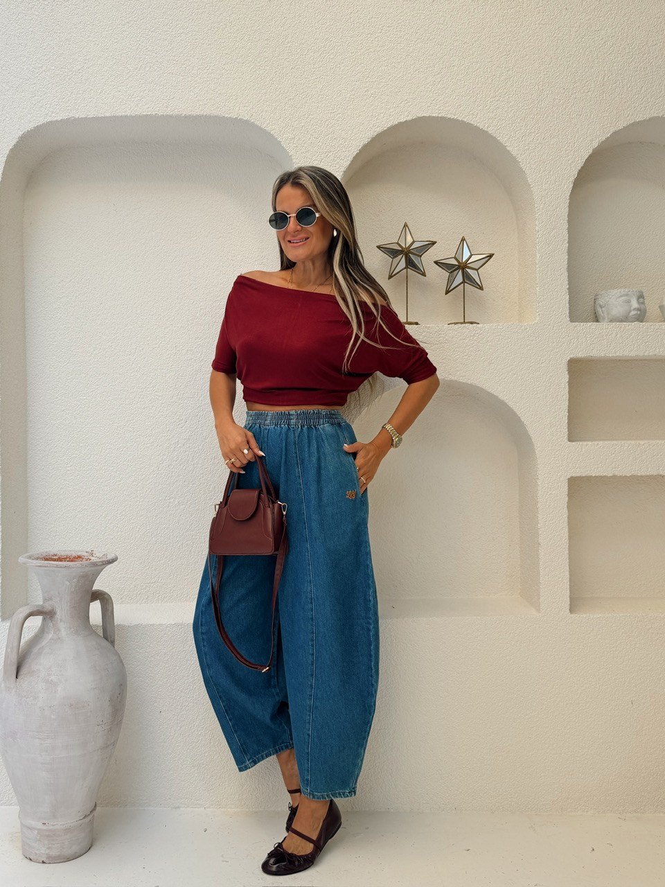 Nişantaşı Butik NAKIS DETAY MAVİ BALON JEAN