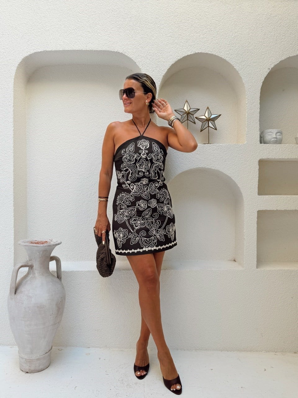 Nişantaşı Butik NAKIS İSLEME KAHVE ELBİSE