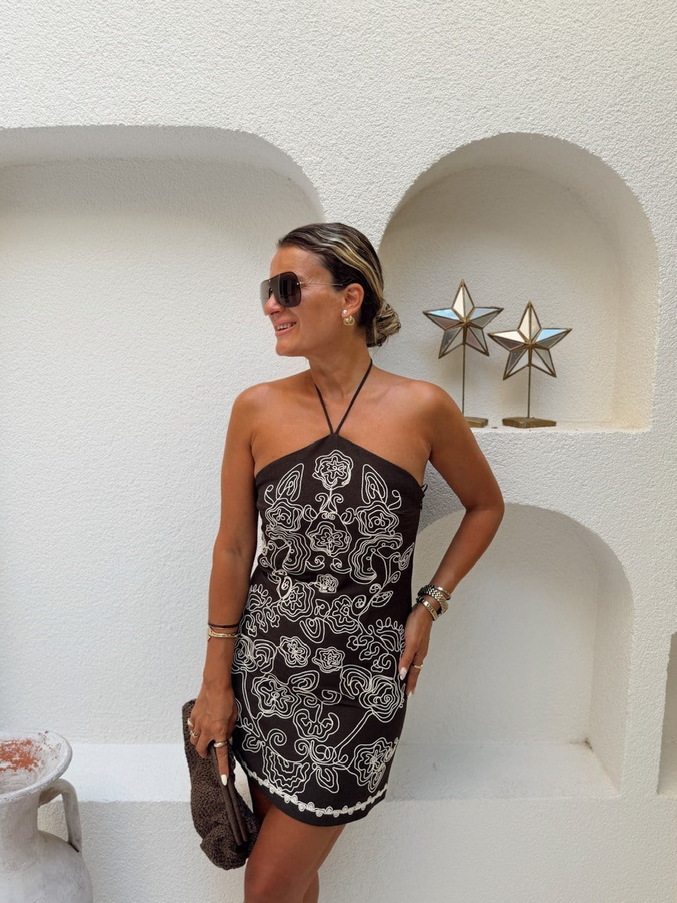 Nişantaşı Butik NAKIS İSLEME KAHVE ELBİSE