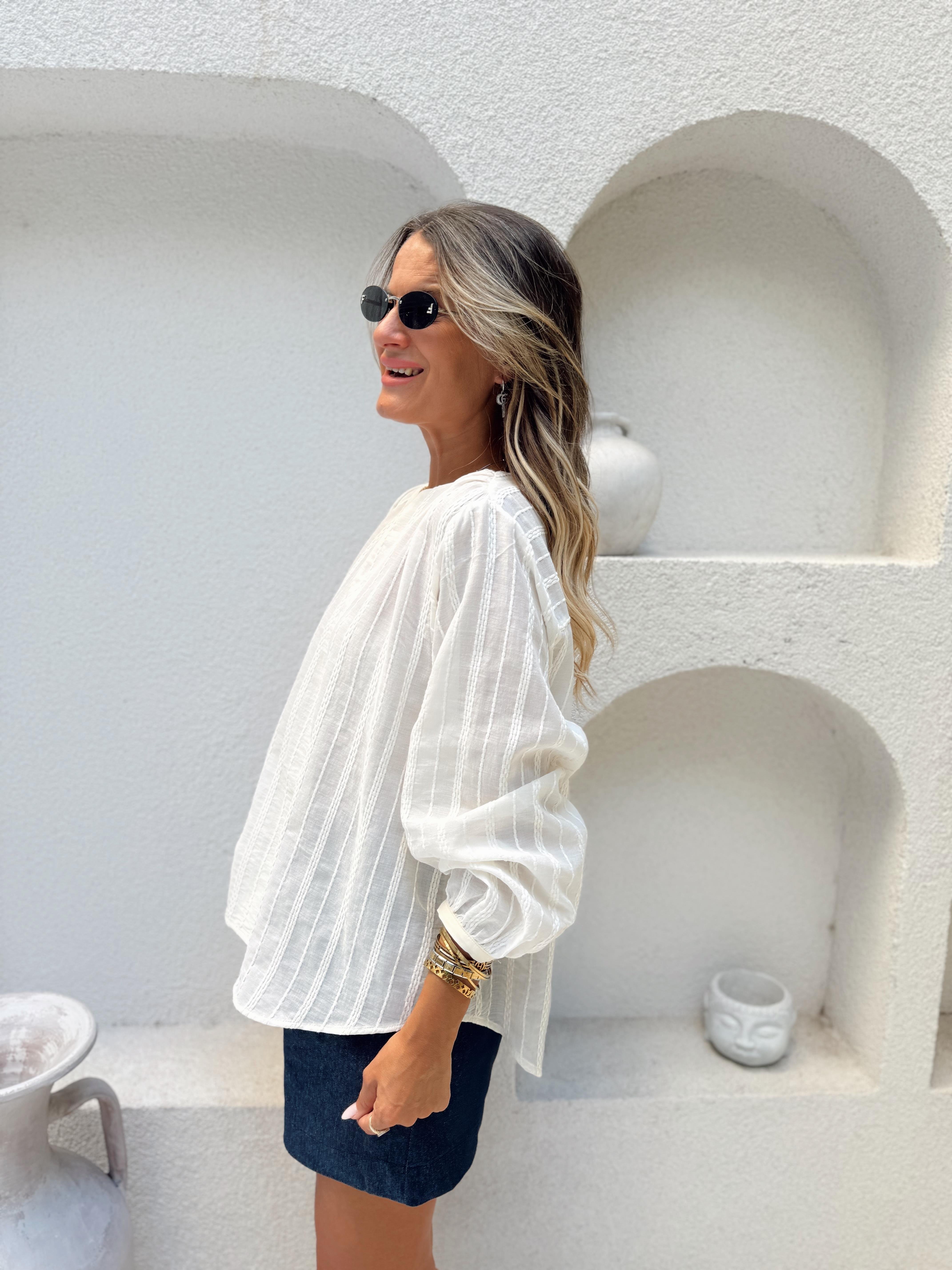 Nişantaşı Butik NAKIŞ MOTİFLİ NATURAL GÖMLEK