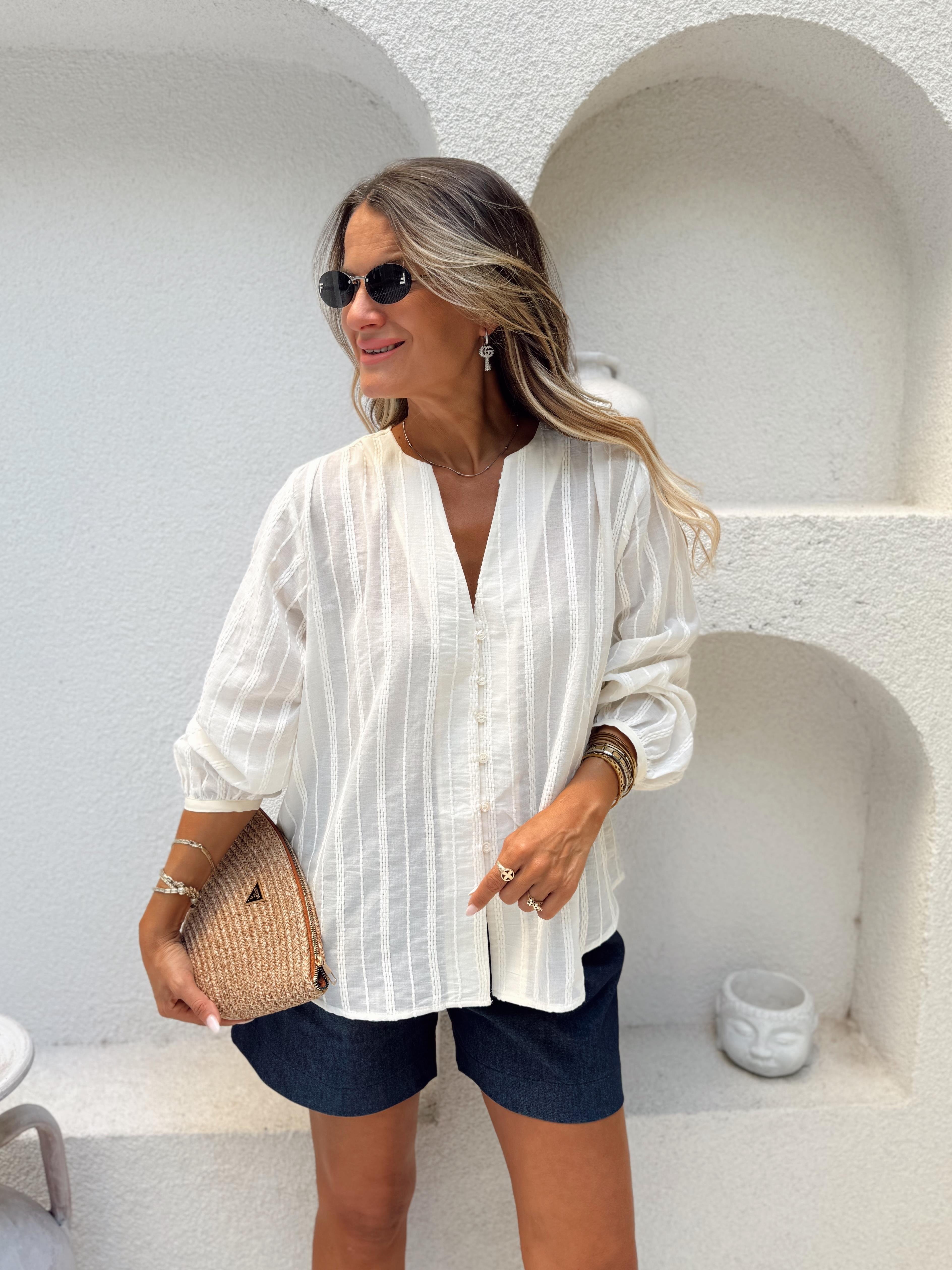 Nişantaşı Butik NAKIŞ MOTİFLİ NATURAL GÖMLEK