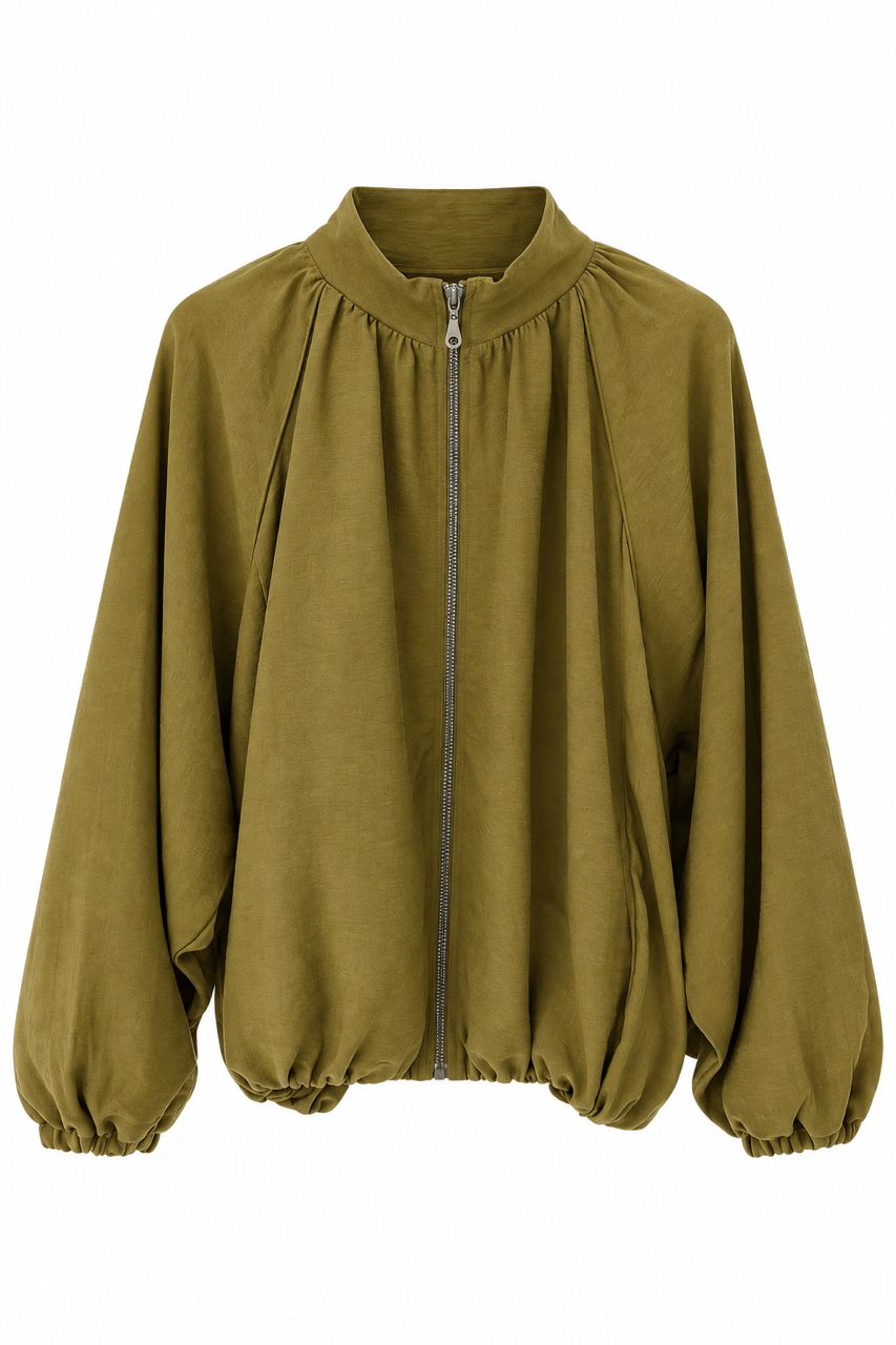 Nişantaşı Butik OLİVE YEŞİL LASTİKLİ BOMBER CEKET