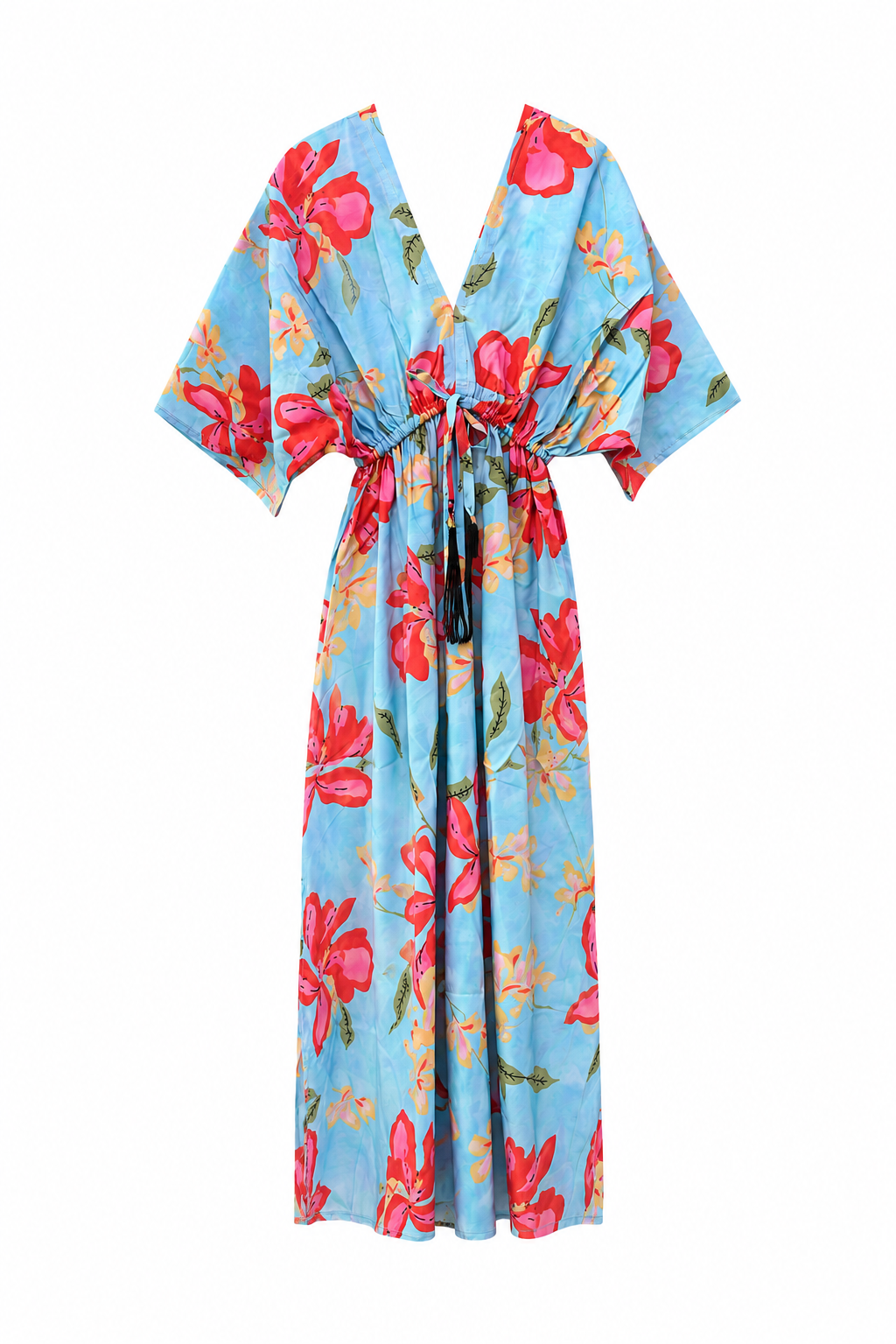 Nişantaşı Butik ÖN ARKA V YAKA MAXİ FLORAL ELBİSE