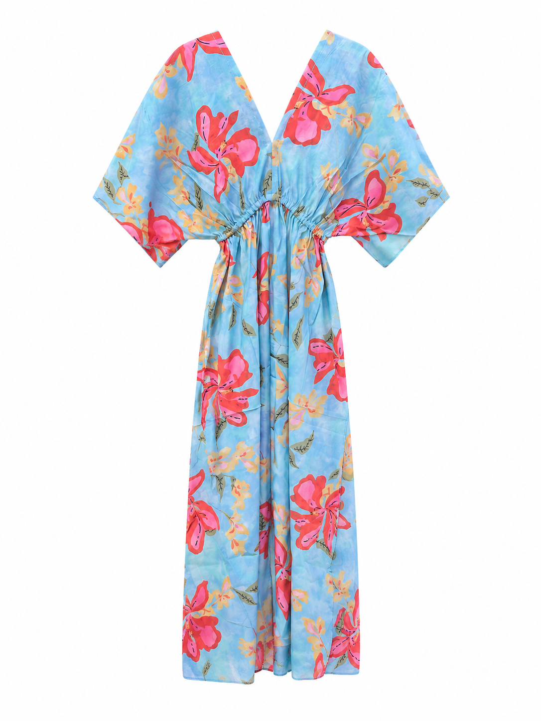 Nişantaşı Butik ÖN ARKA V YAKA MAXİ FLORAL ELBİSE