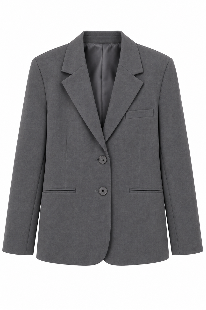 Nişantaşı Butik OVERSİZE ÇİFT DÜĞME DETAY BLAZER GRİ