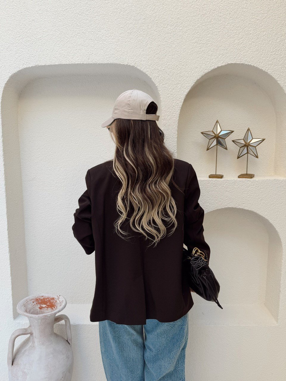 Nişantaşı Butik OVERSİZE ÇİFT DÜĞME DETAY BLAZER KAHVERENGİ