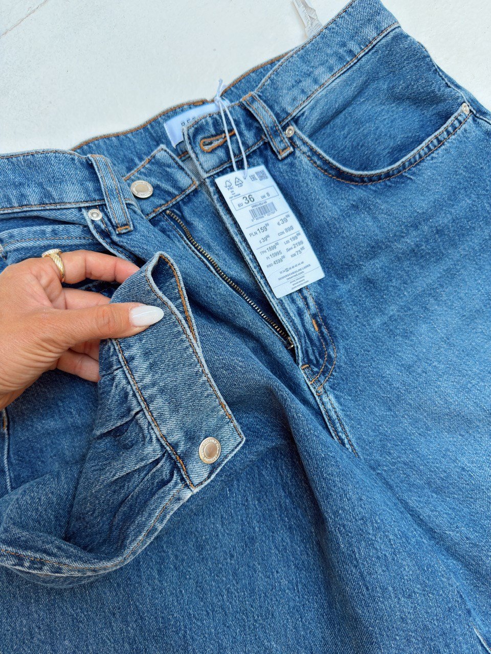 Nişantaşı Butik PAÇA DETAY YIKAMALI ŞALVAR JEAN PANTOLON