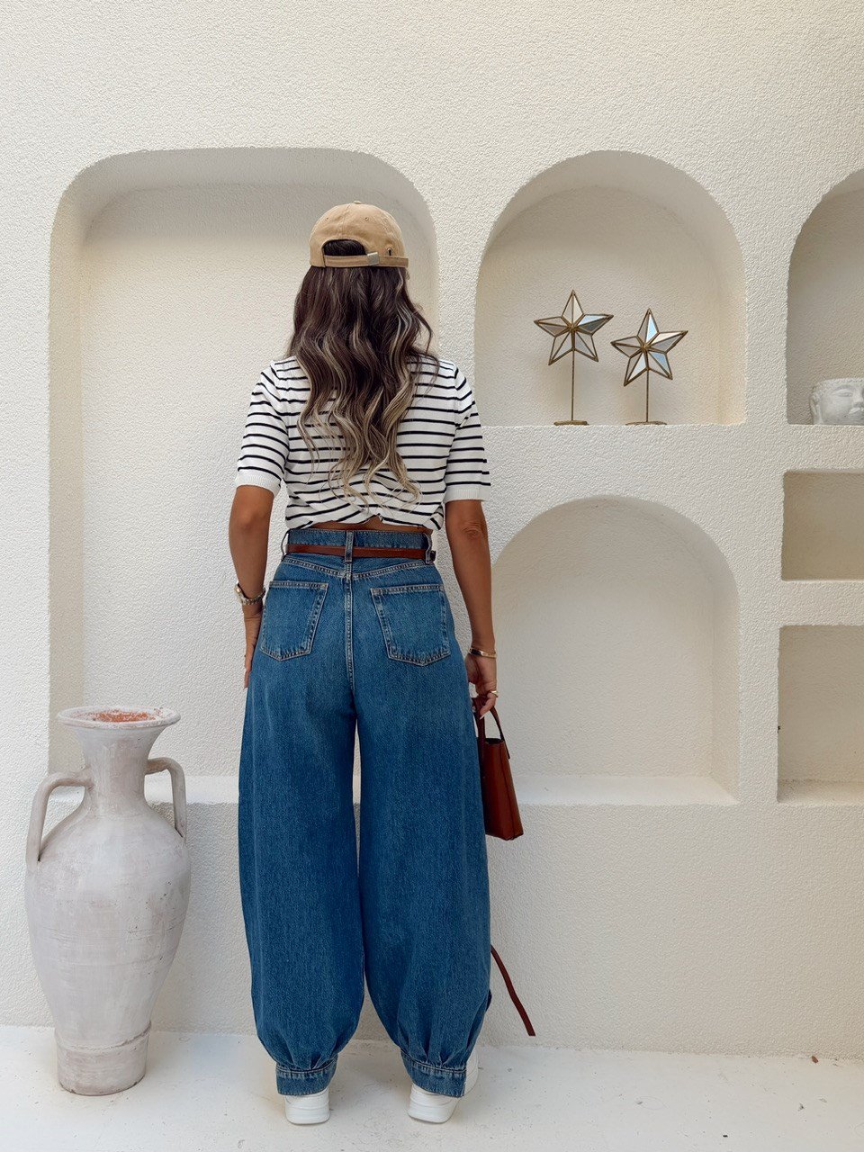 Nişantaşı Butik PAÇA DETAY YIKAMALI ŞALVAR JEAN PANTOLON