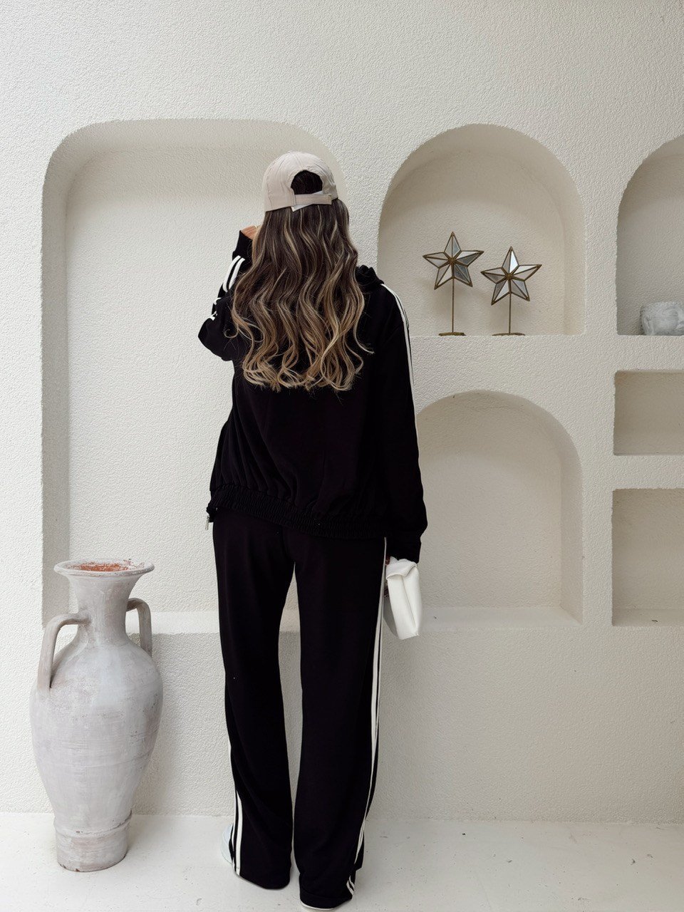Nişantaşı Butik PANTOLON CEKET ŞERİT DETAY TAKIM SİYAH