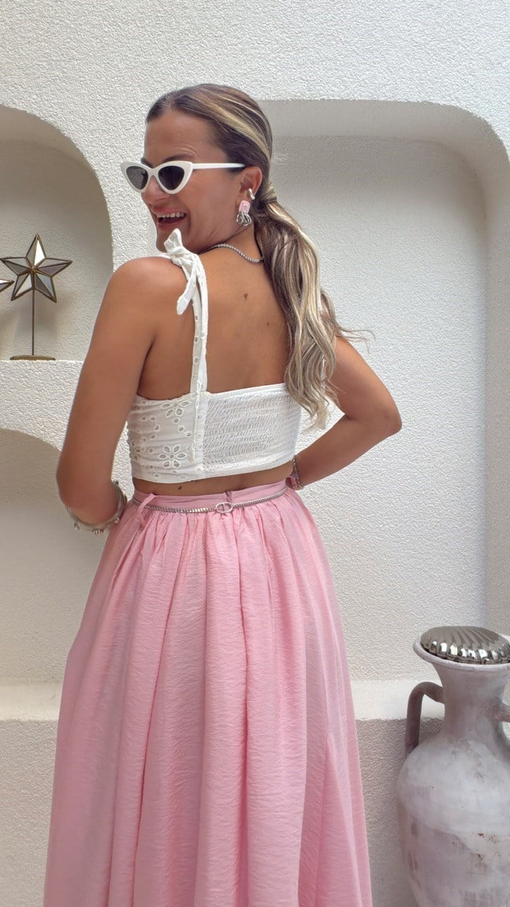 Nişantaşı Butik PEMBE ASTARLI MAXİ ETEK 