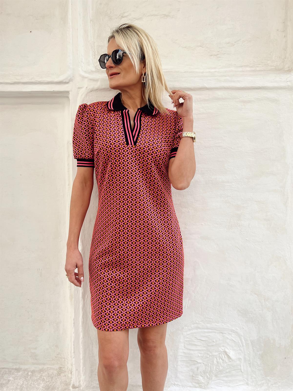Nişantaşı Butik PEMBE DESENLİ MEVSİMLİK ELBİSE