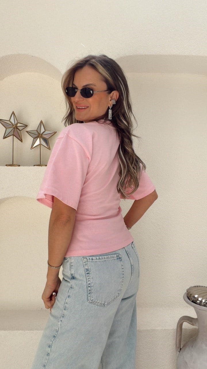 Nişantaşı Butik PENS DETAY PEMBE BASİC BLUZ