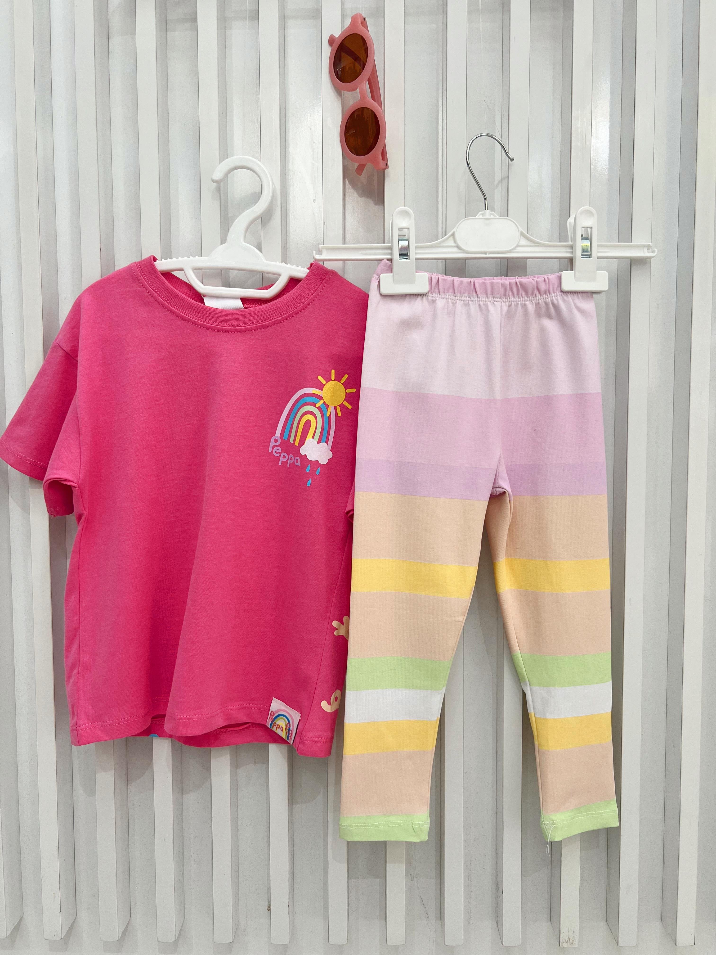 Nişantaşı Kids PEPPA GÖKKUŞAĞI BASİC PAMUKLU 2'Lİ TAKIM